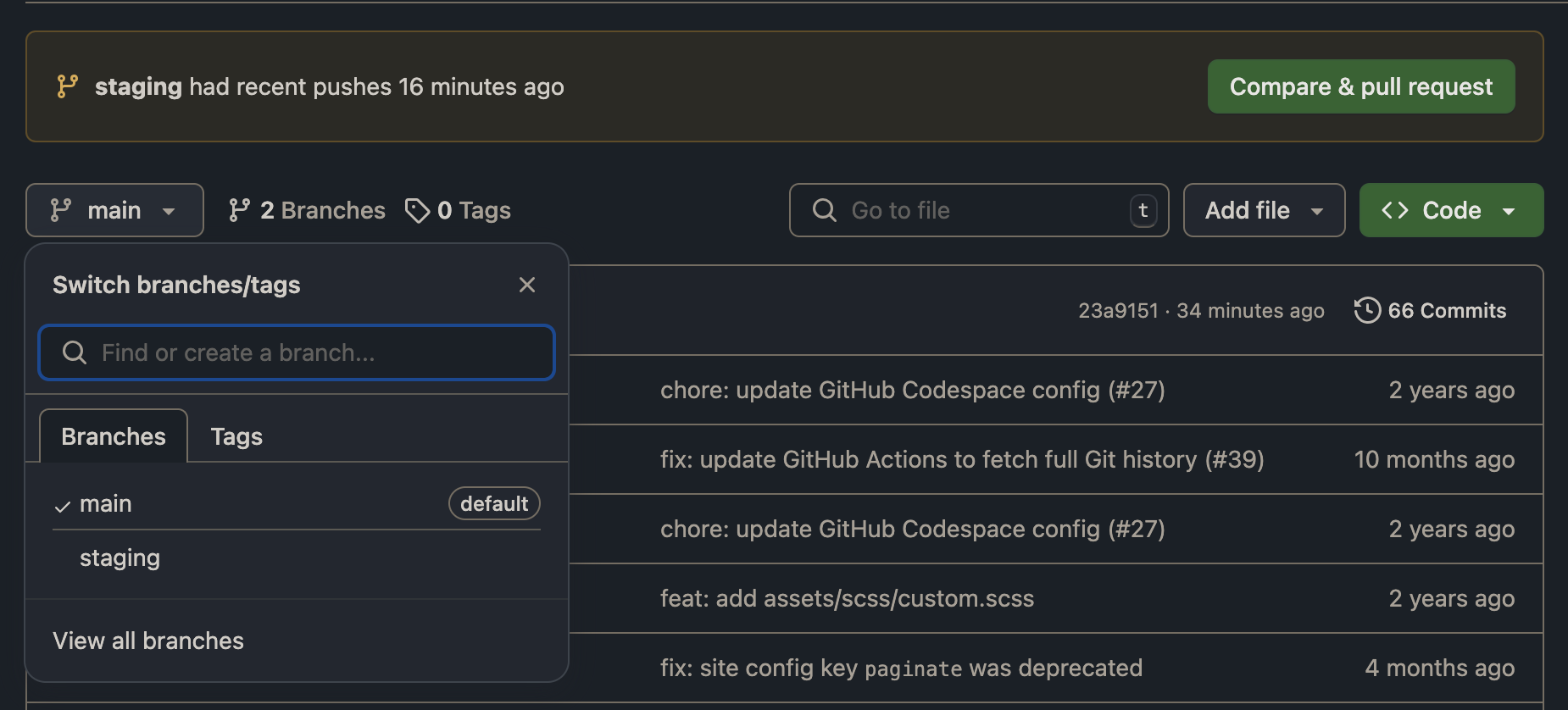 Staging Branch